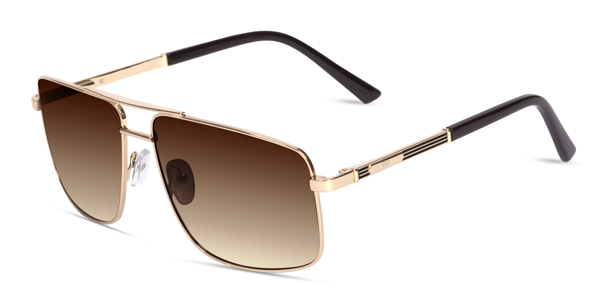 Champagne Gold Square Pilot Double Bridge Sunglasses 3