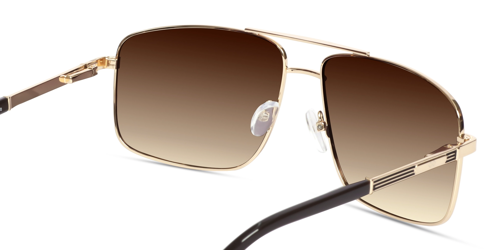Champagne Gold Square Pilot Double Bridge Sunglasses5