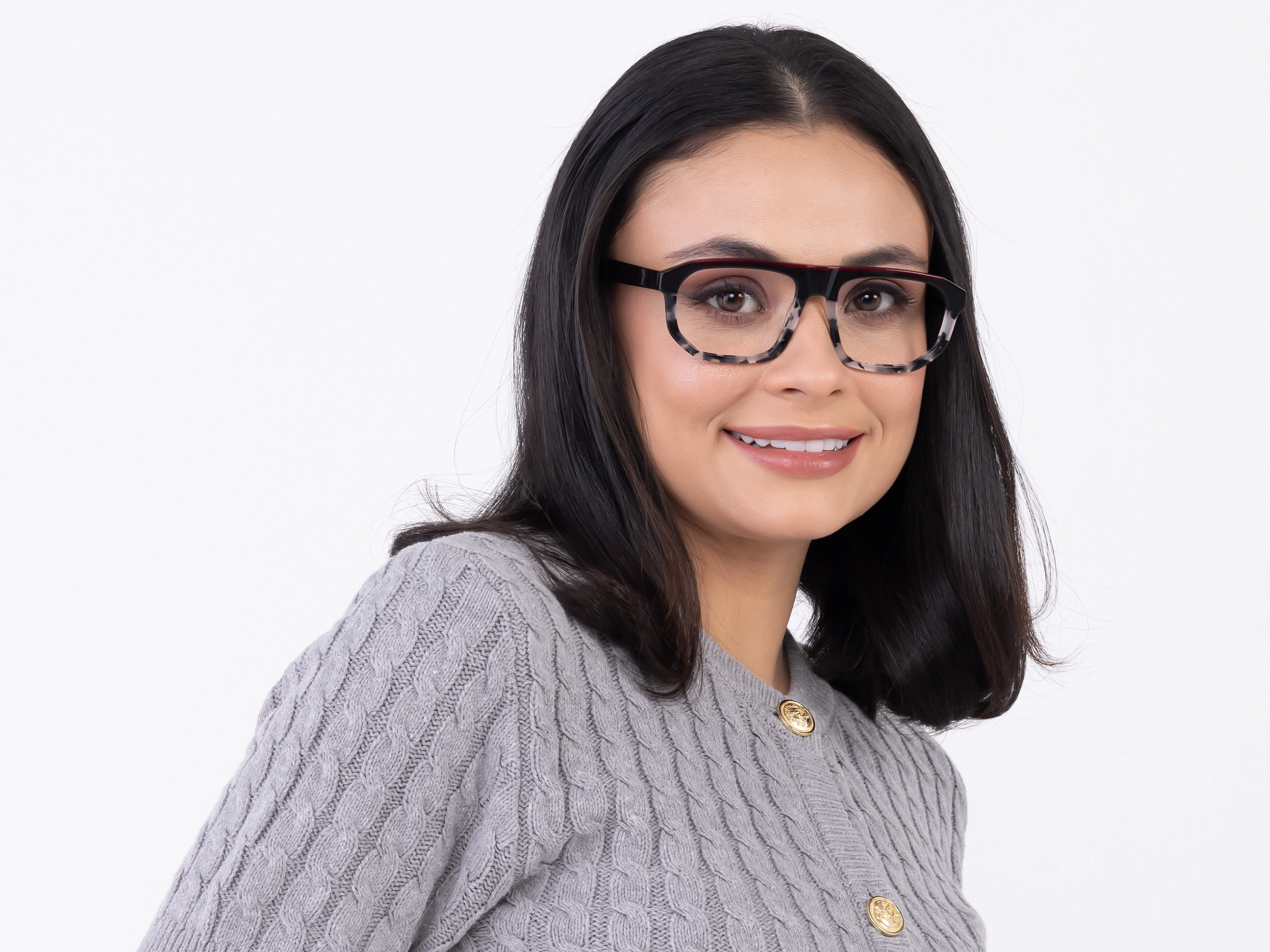 Black & Grey Tortoise Pilot Frame Glasses