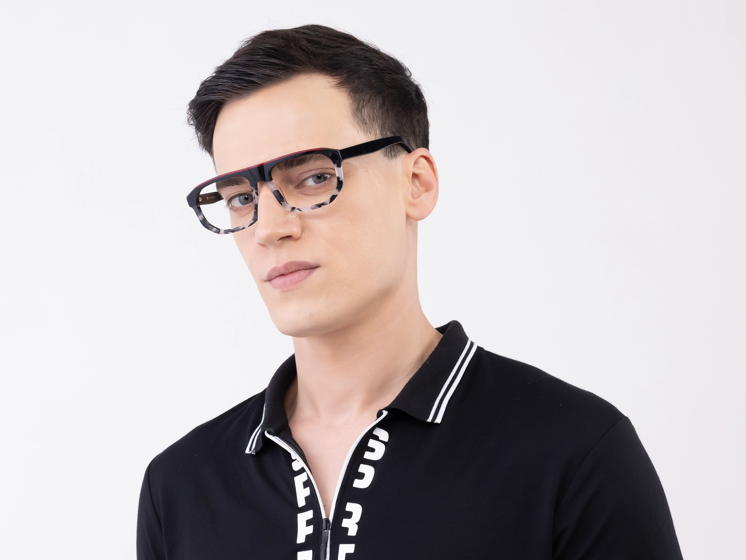 Black & Grey Tortoise Pilot Frame Glasses