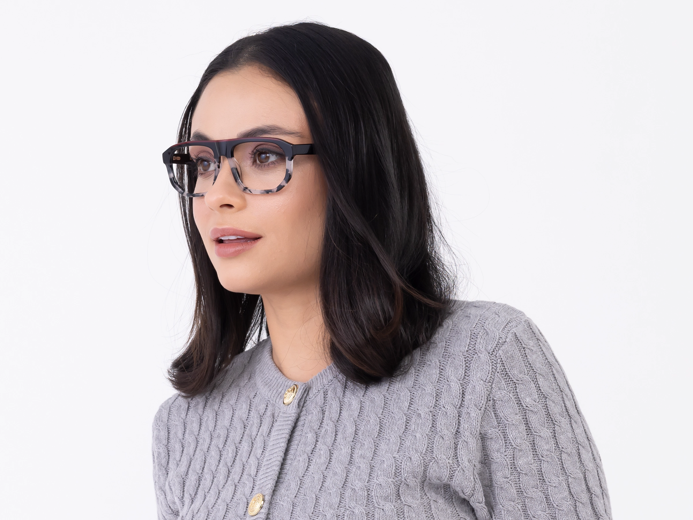 Black & Grey Tortoise Pilot Frame Glasses