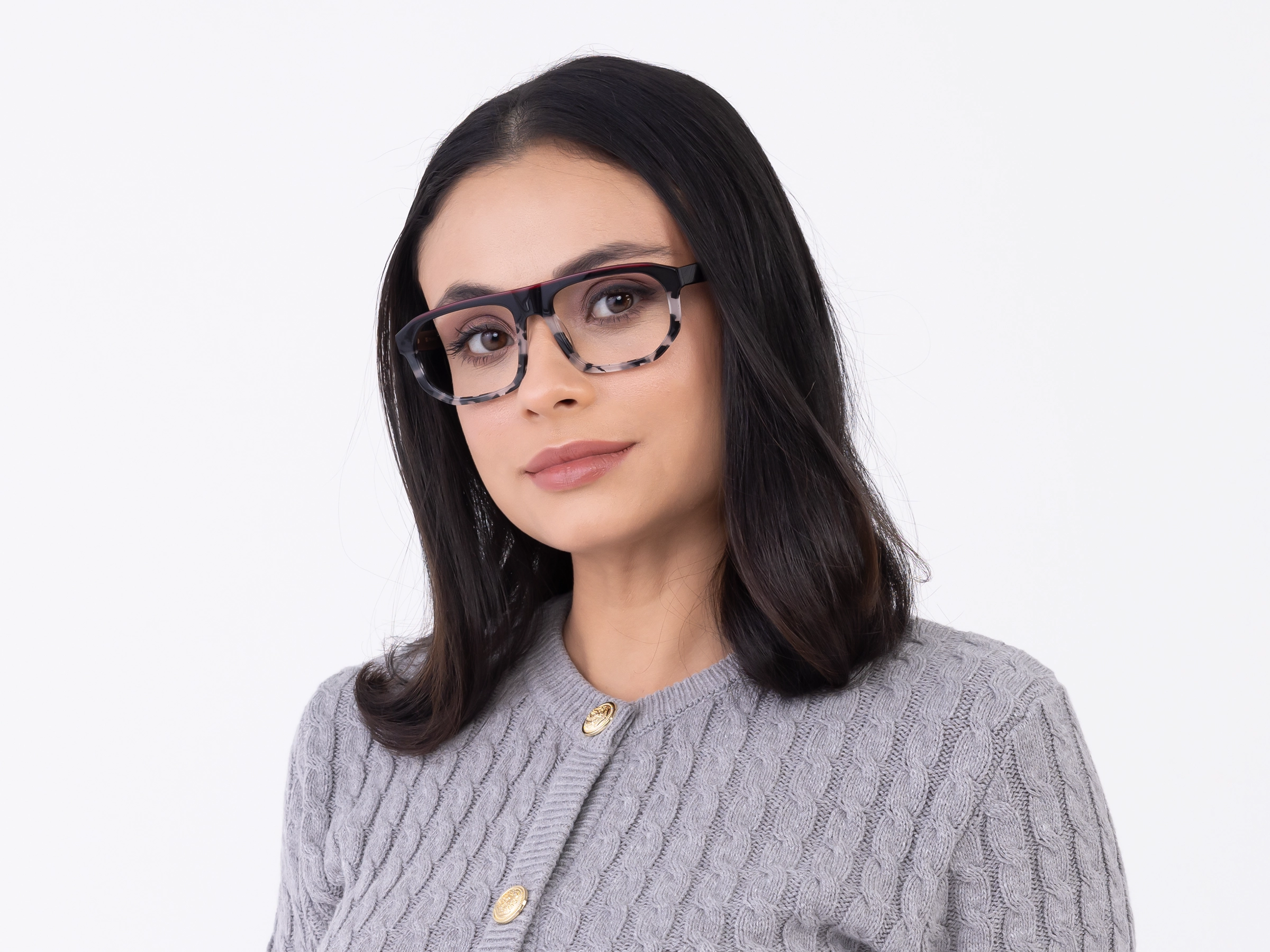 Black & Grey Tortoise Pilot Frame Glasses