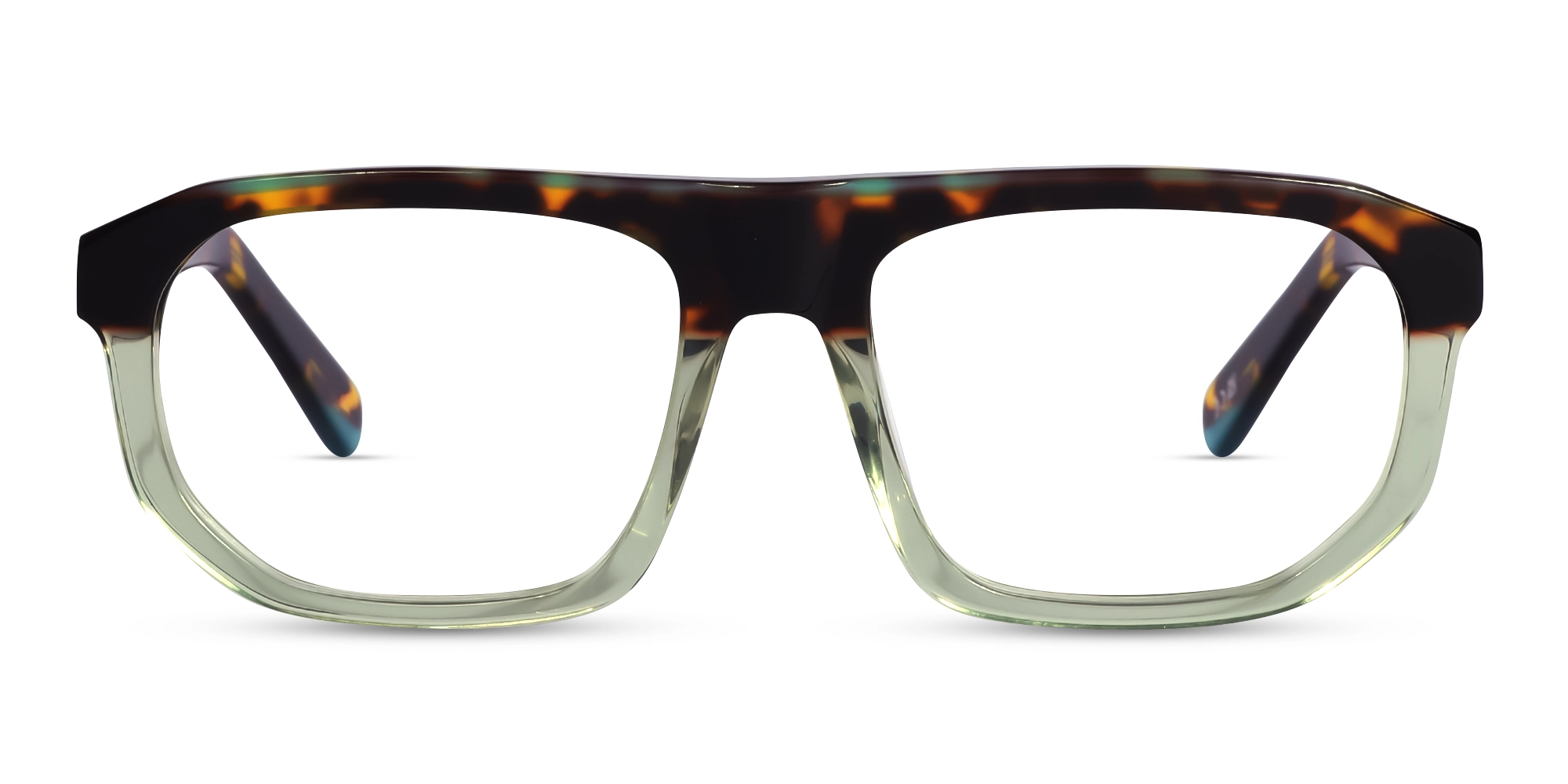 Dark Tortoise & Crystal Gin Green Pilot Glasses
