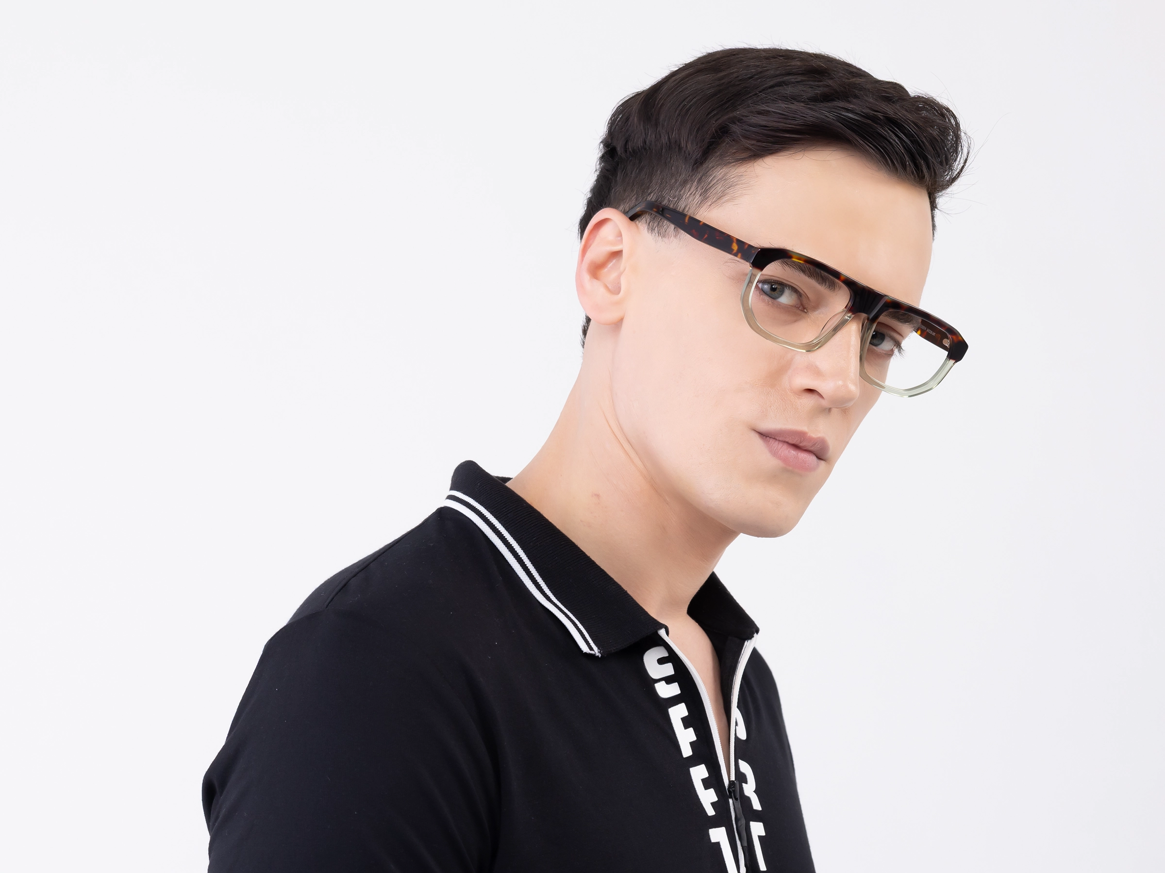 Dark Tortoise & Crystal Gin Green Pilot Glasses