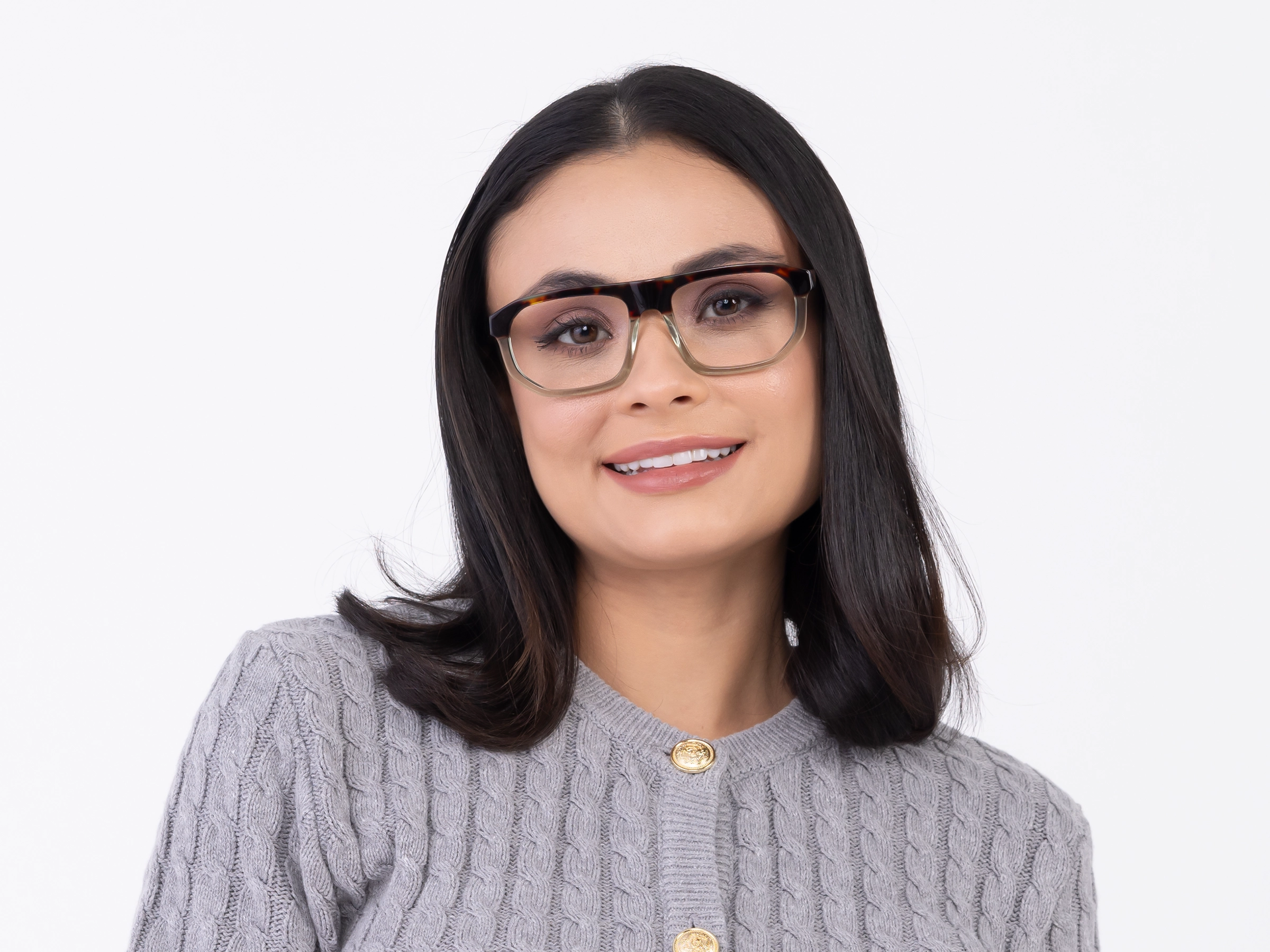 Dark Tortoise & Crystal Gin Green Pilot Glasses