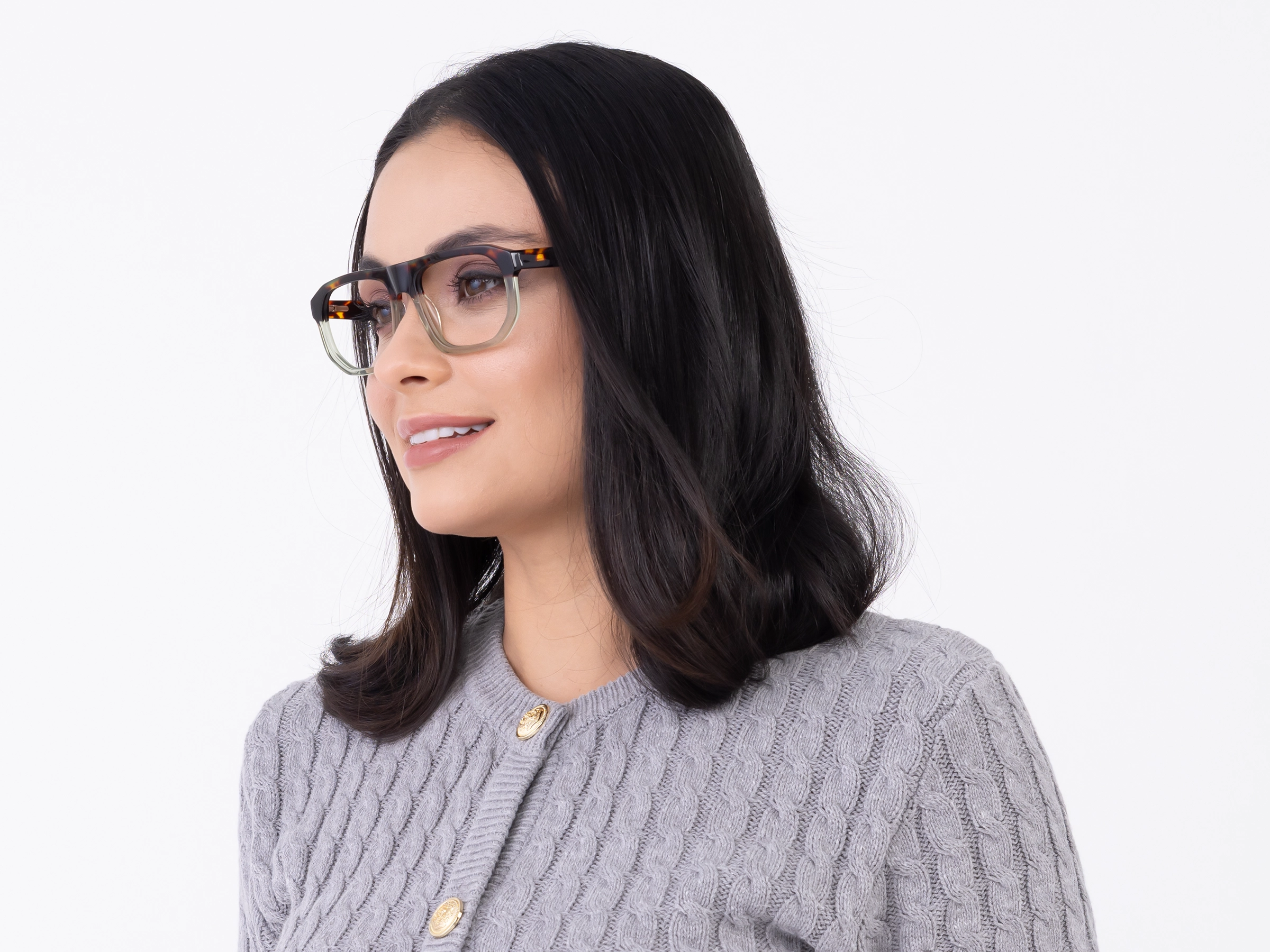 Dark Tortoise & Crystal Gin Green Pilot Glasses