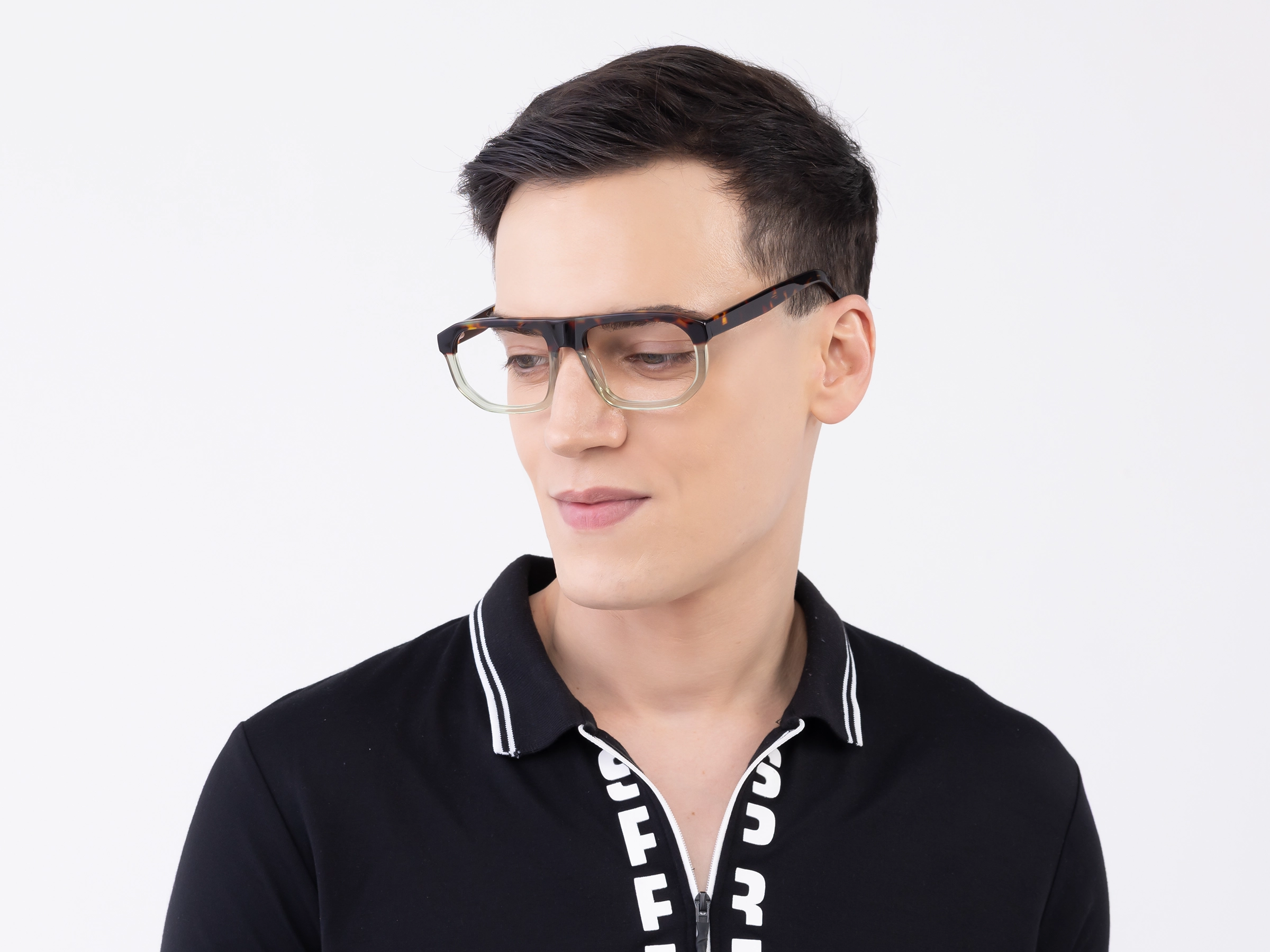 Dark Tortoise & Crystal Gin Green Pilot Glasses