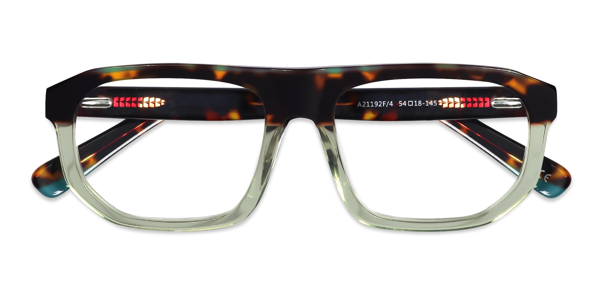 Dark Tortoise & Crystal Gin Green Pilot Glasses