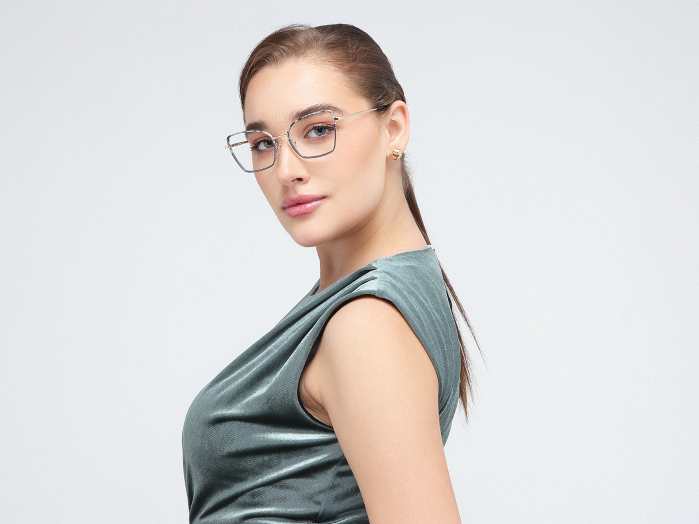Grey & Tortoise Cat-eye Rectangle Glasses-
