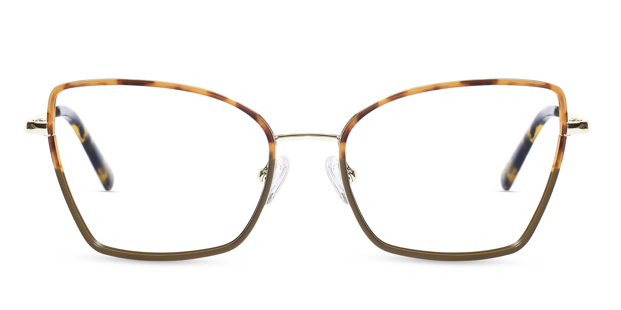 Brown & Honey Tortoise Cat-Eye Rectangle Glasses-1