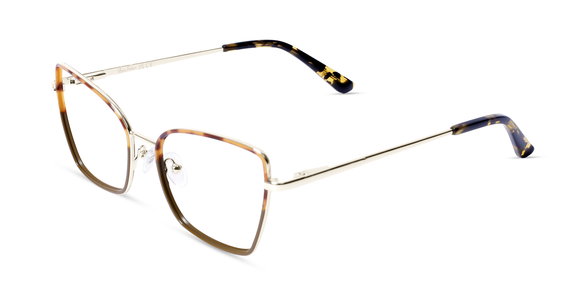 Brown & Honey Tortoise Cat-Eye Rectangle Glasses-3