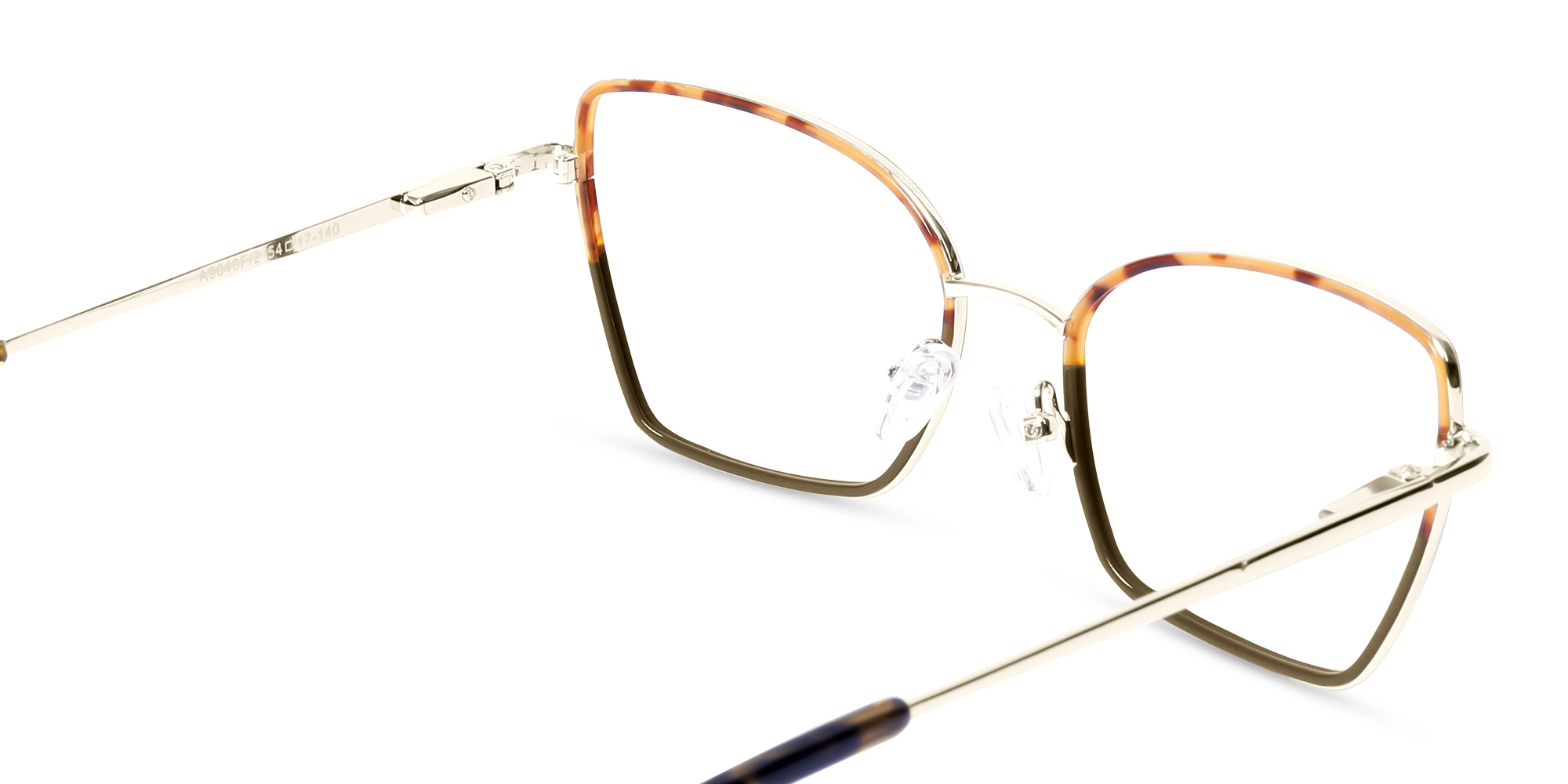 Brown & Honey Tortoise Cat-Eye Rectangle Glasses-5