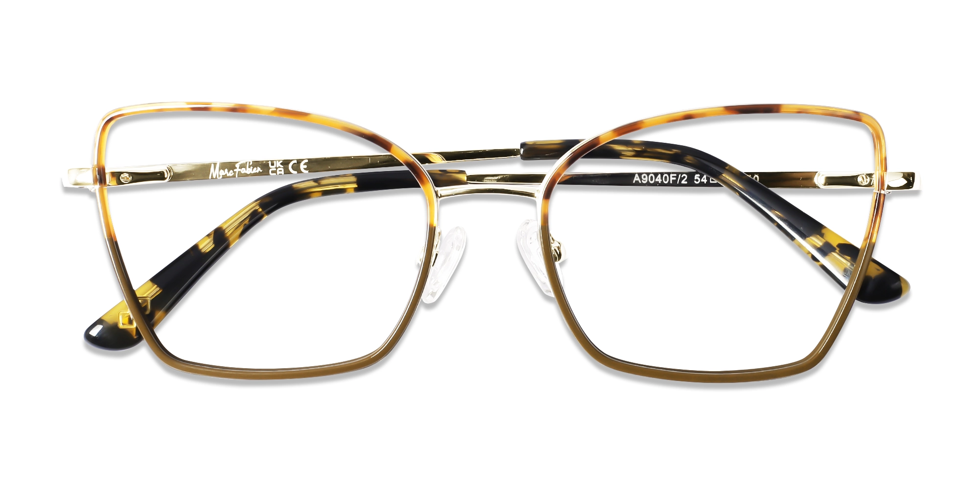 Brown & Honey Tortoise Cat-Eye Rectangle Glasses-6