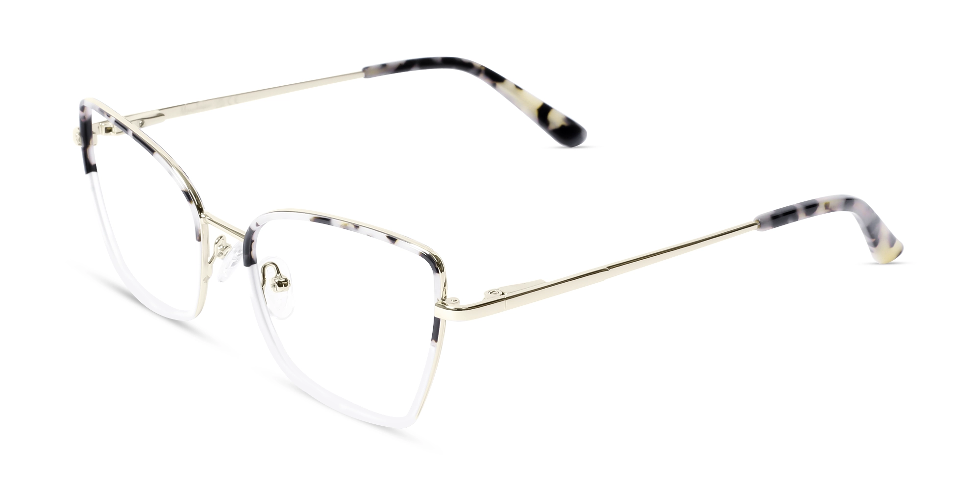 White  & Tortoise Cat-Eye Rectangle Glasses-3
