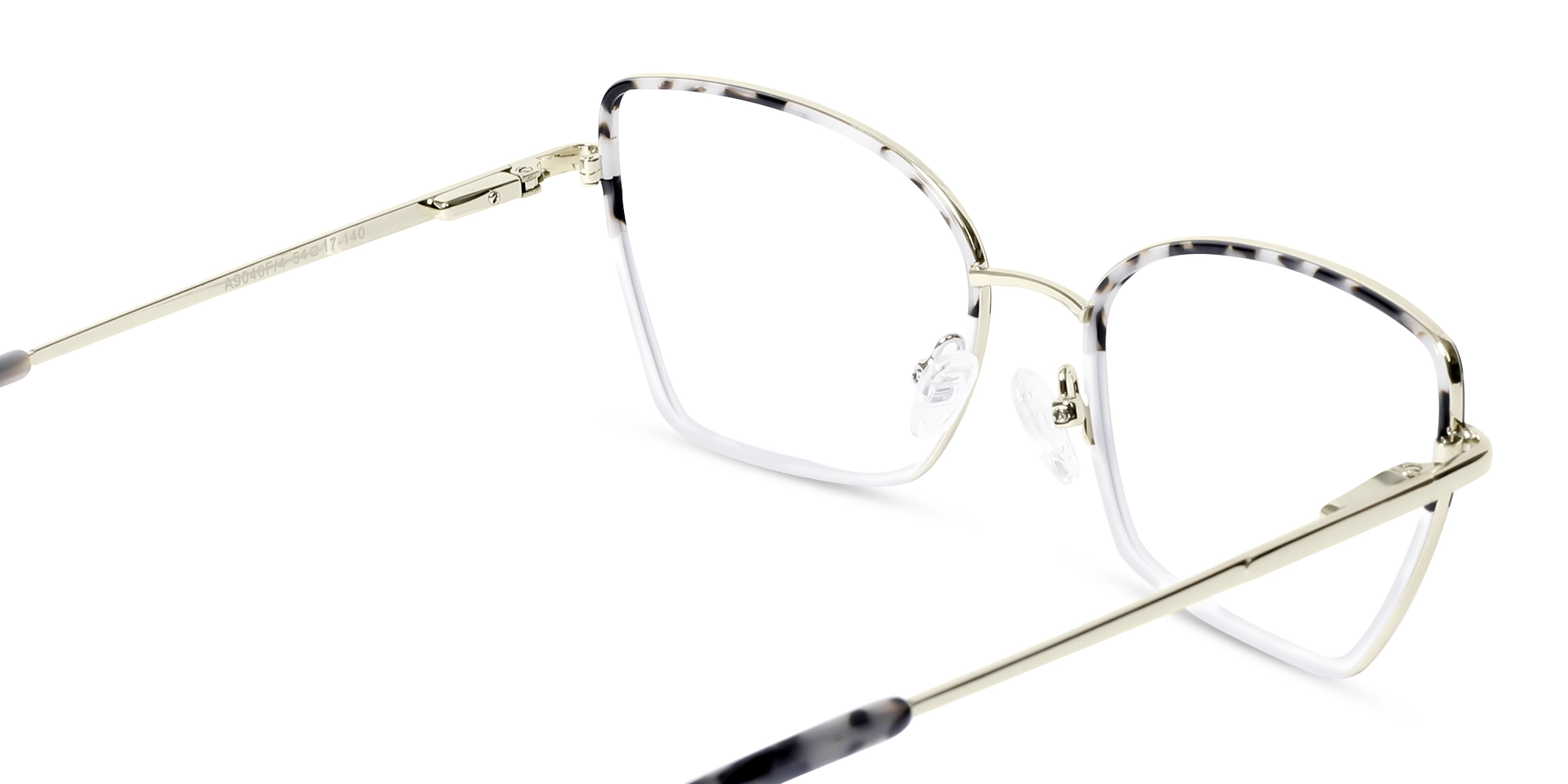 White  & Tortoise Cat-Eye Rectangle Glasses-5