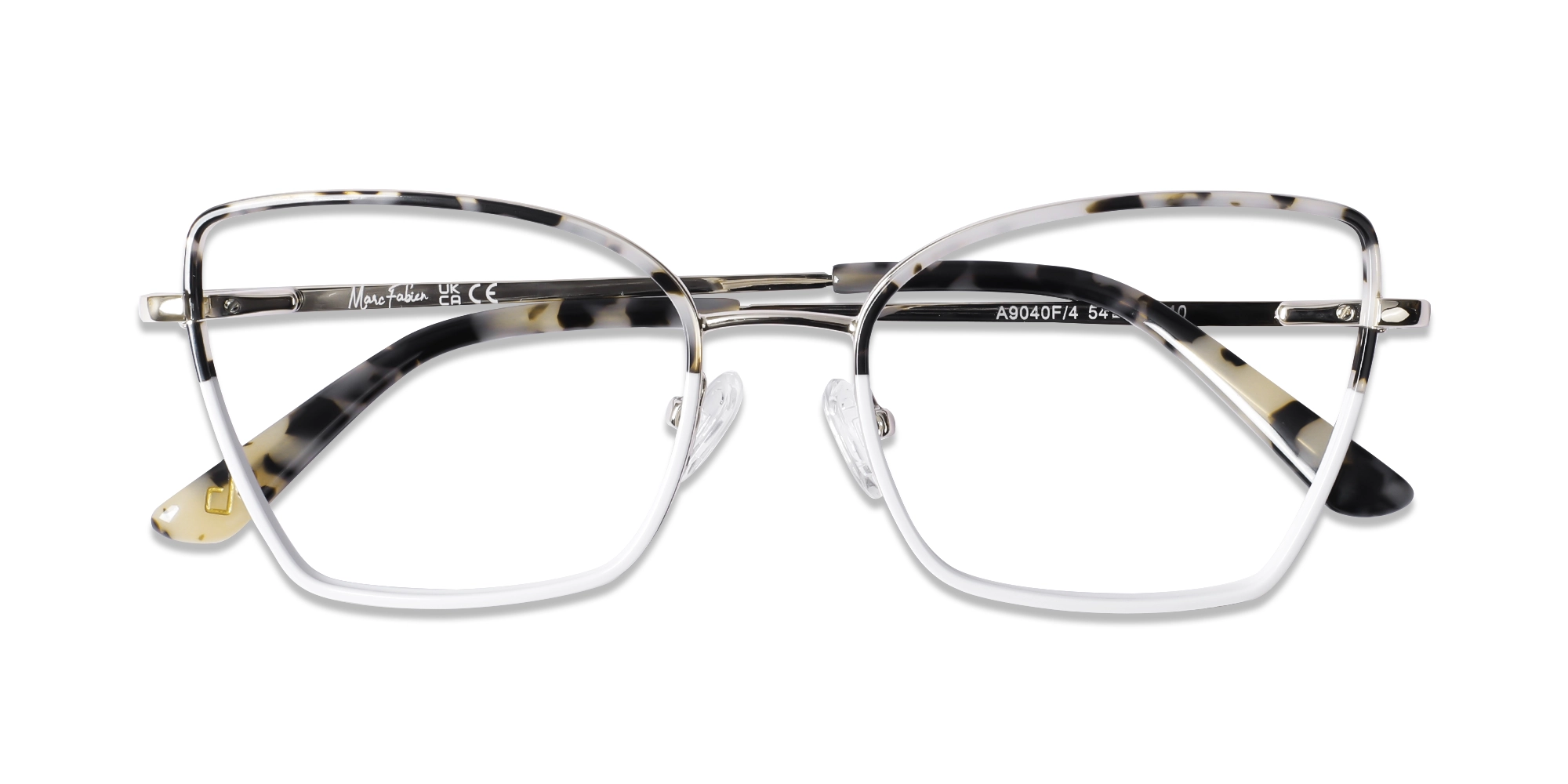 White  & Tortoise Cat-Eye Rectangle Glasses-6
