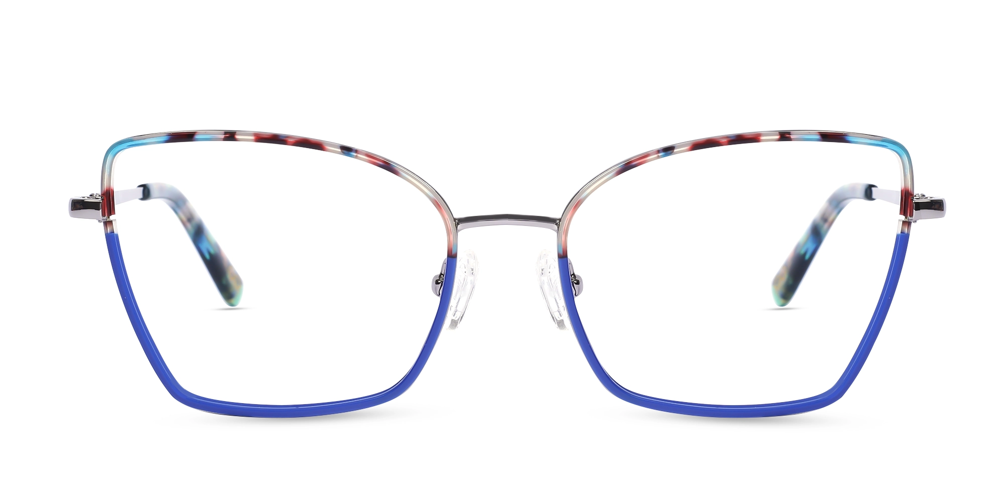 Blue & Marble Cat-Eye Rectangle Glasses-1