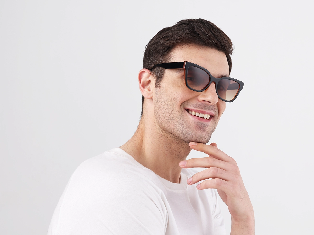 Black & Ochre Square Full Rim Sunglasses 43