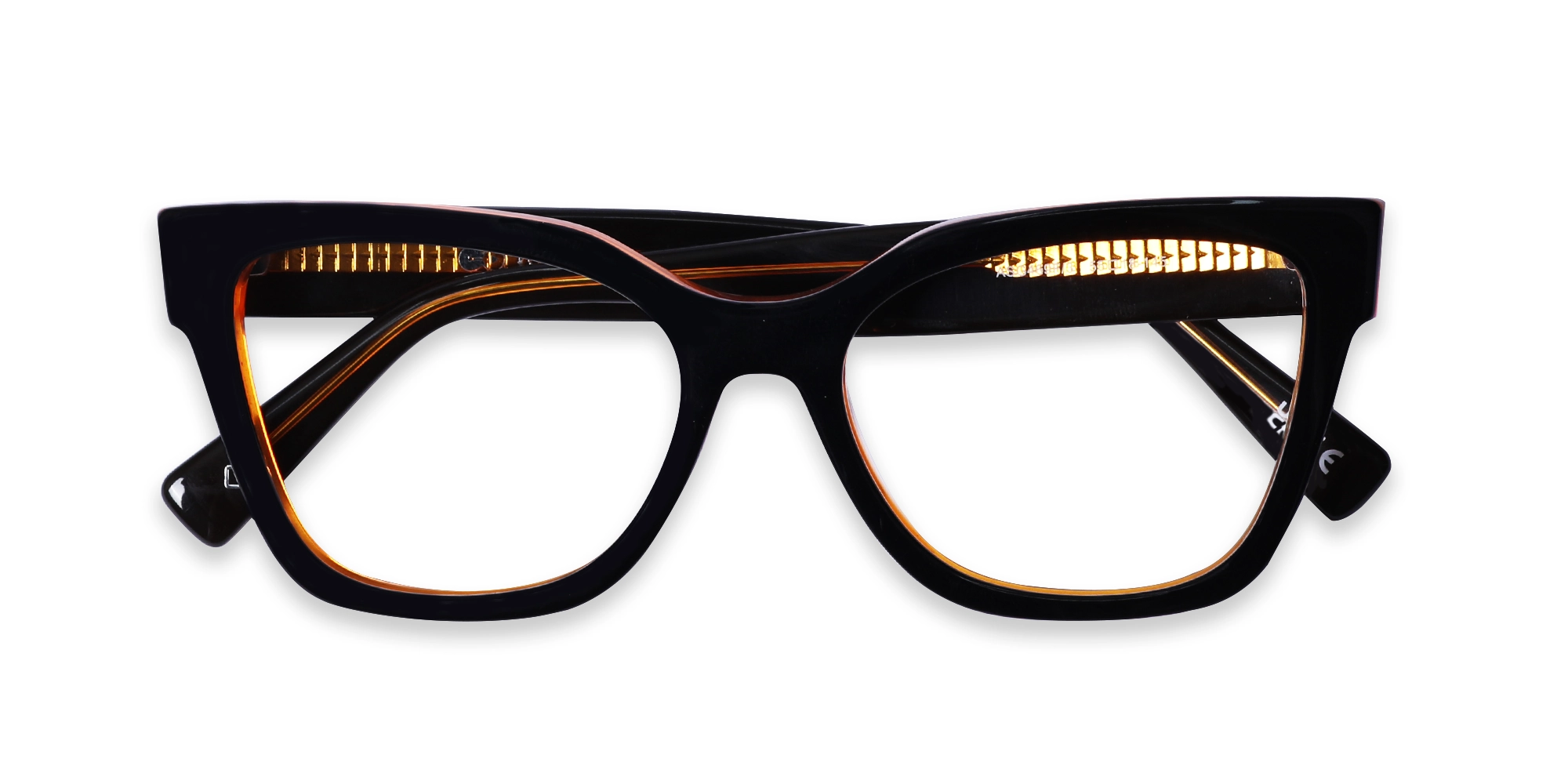 Black & Ochre Acetate Square Glasses-6