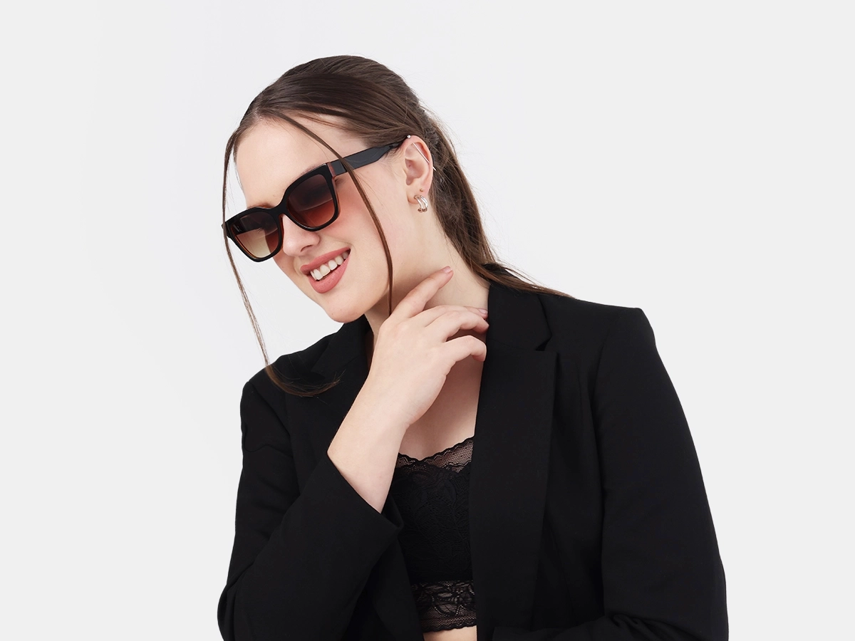 Black & Ochre Square Full Rim Sunglasses 52