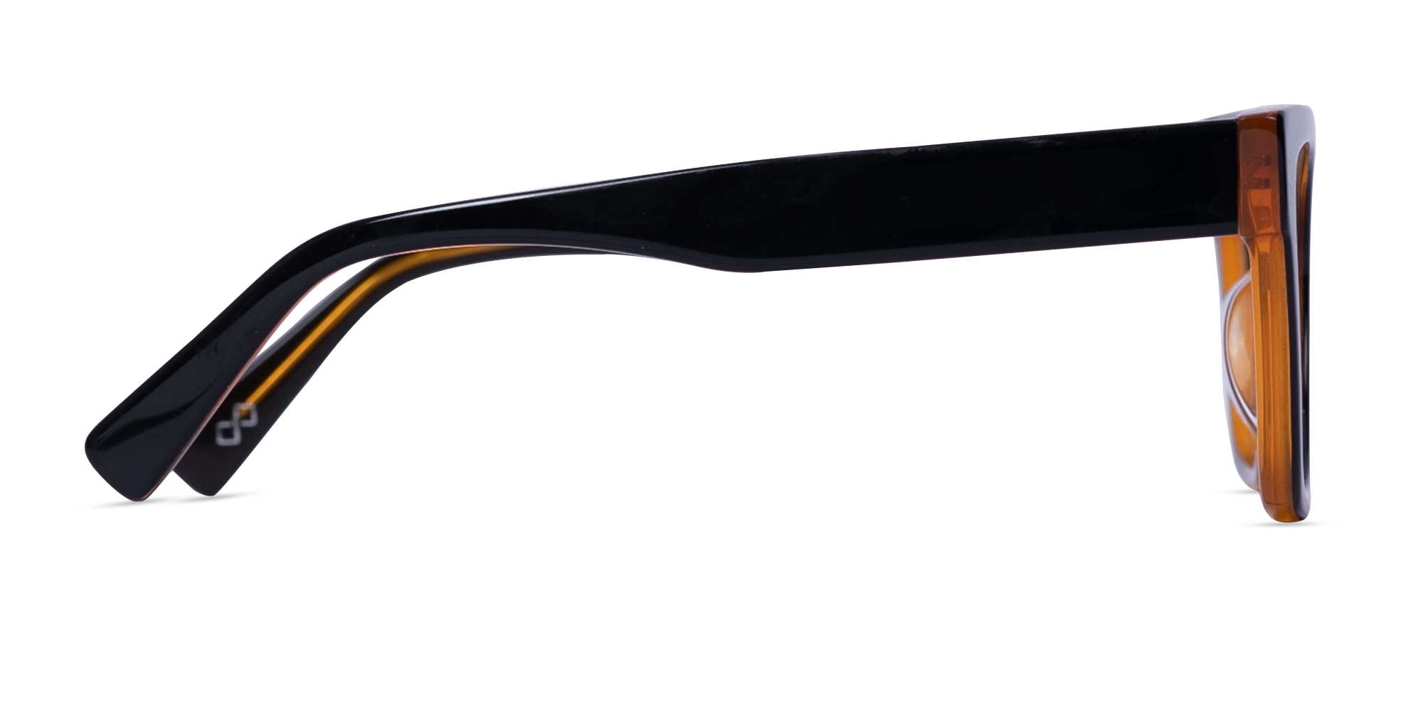 Black & Ochre Acetate Square Glasses-4