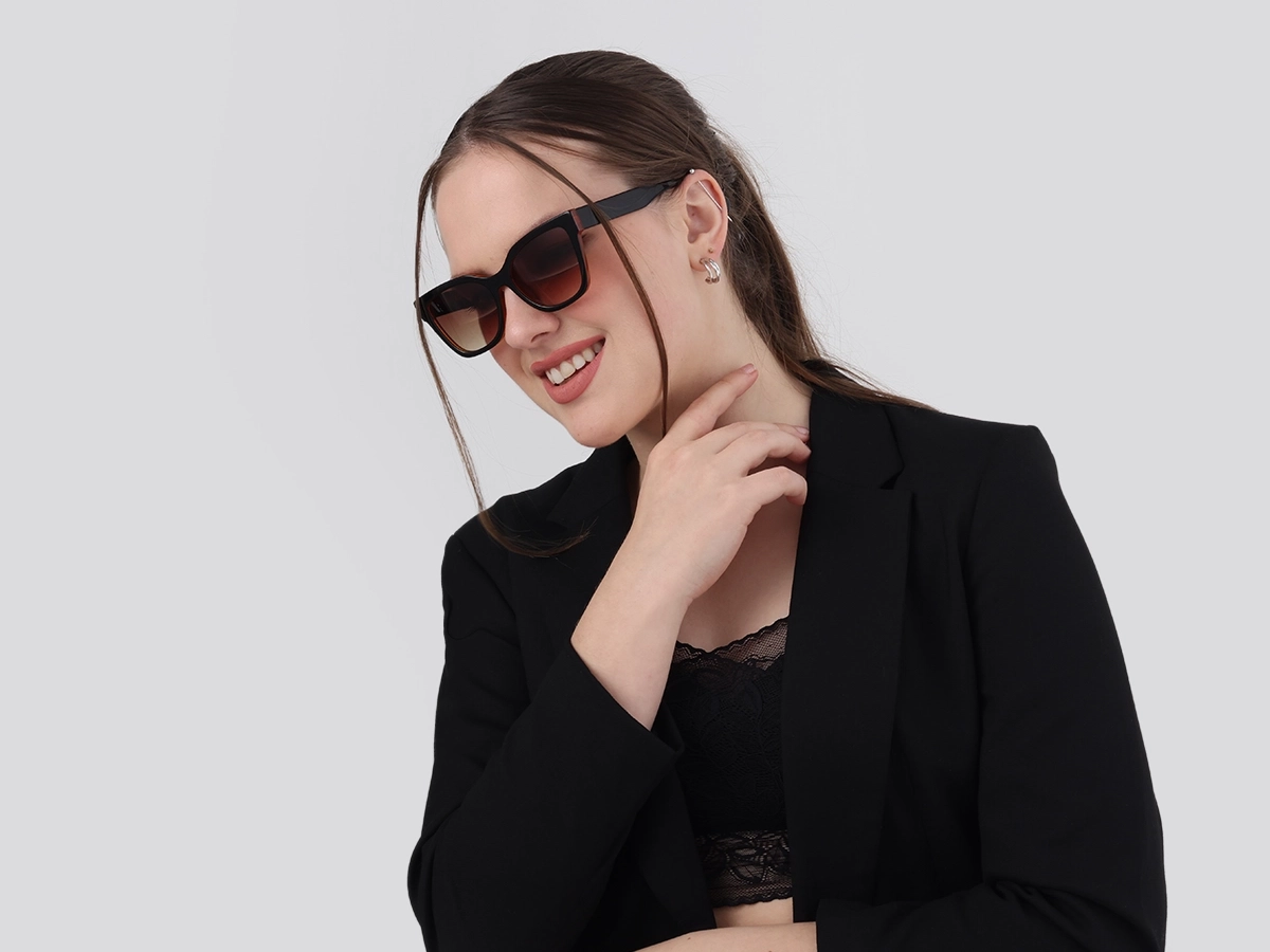 Black & Ochre Square Full Rim Sunglasses-53