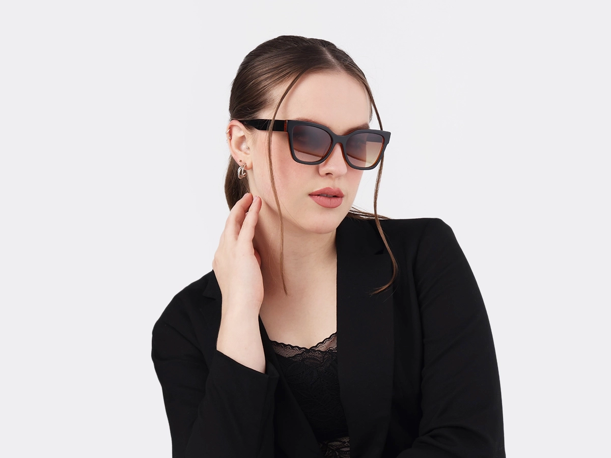 Black & Ochre Square Full Rim Sunglasses 53