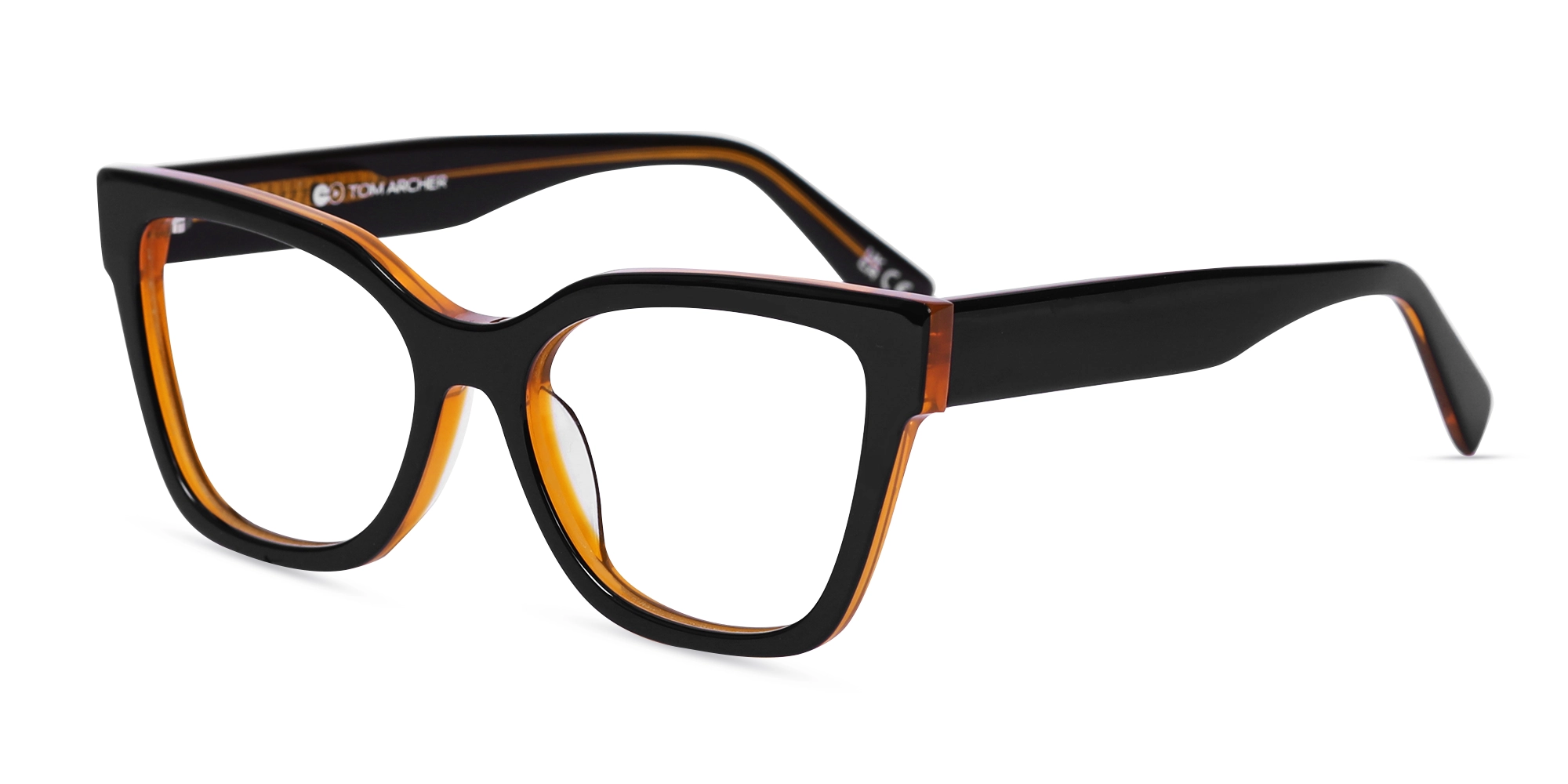 Black & Ochre Acetate Square Glasses-3