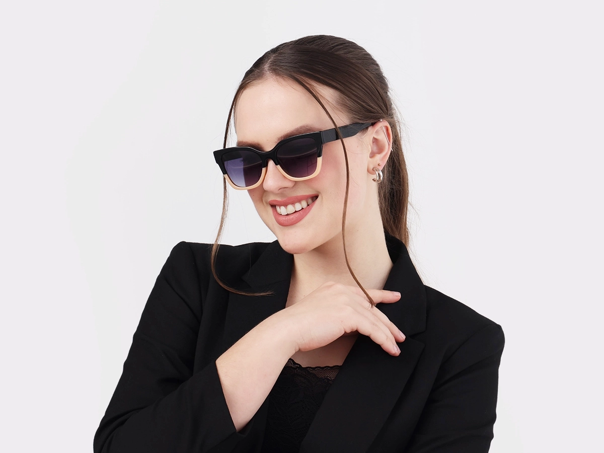Black & Beige Square Sunglasses 52
