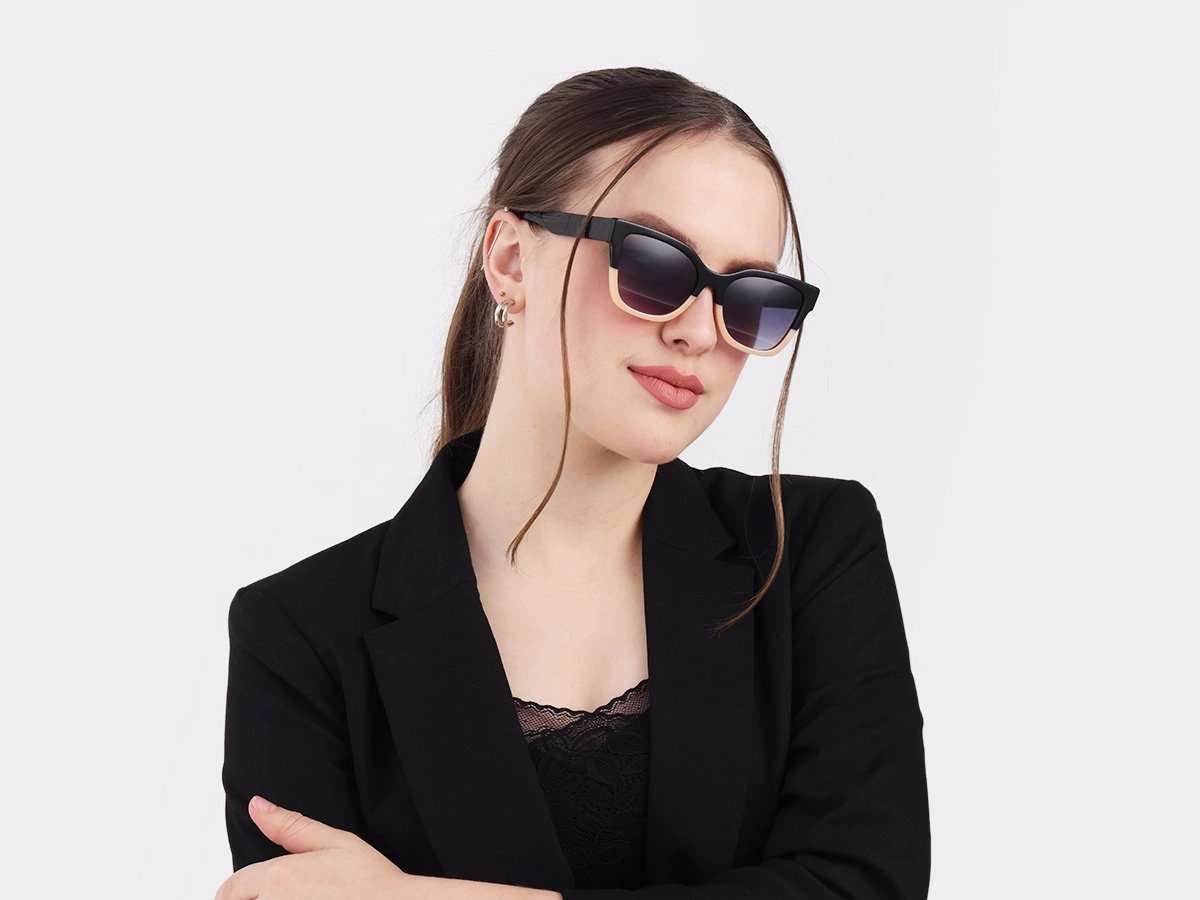 Black & Beige Square Sunglasses 53