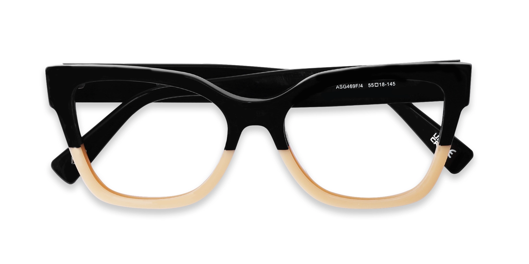 Black & Beige Acetate Square Glasses-6