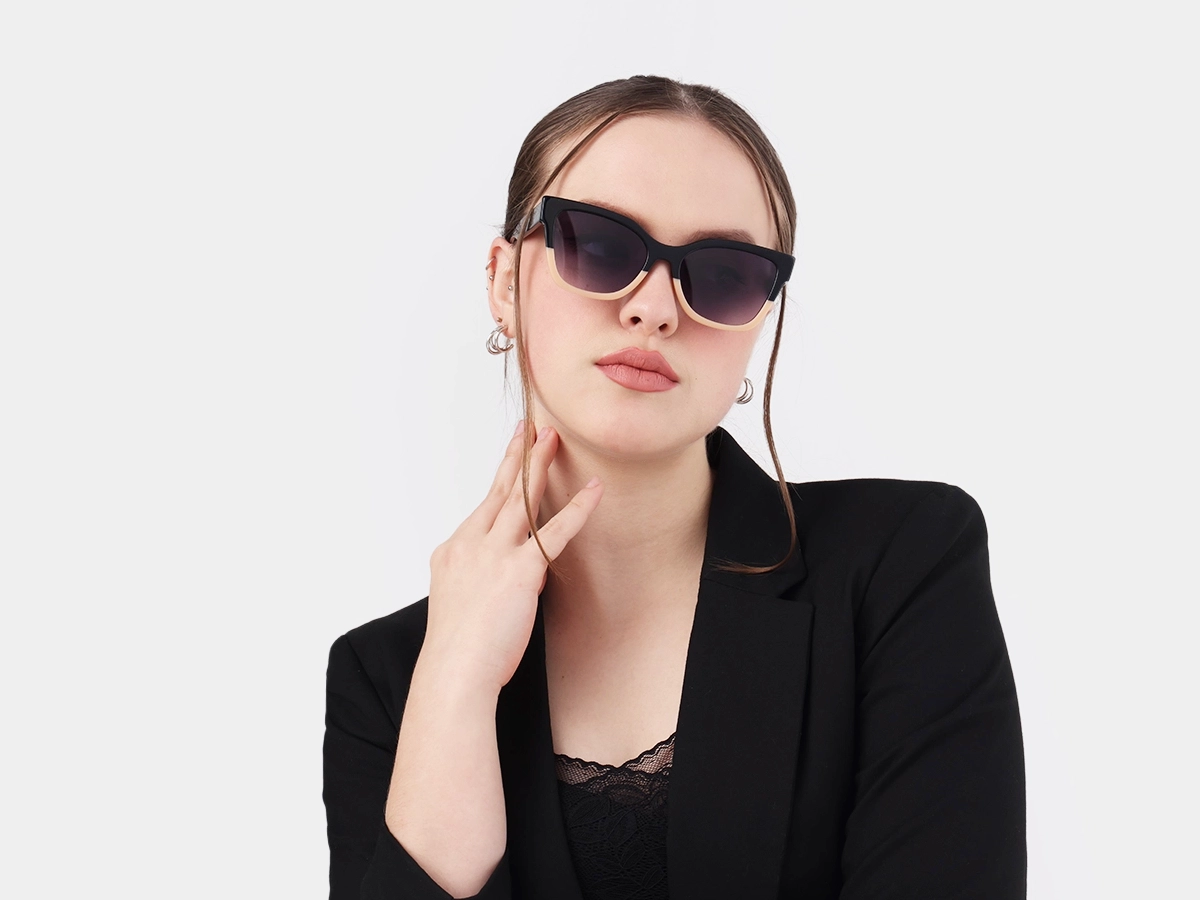 Black & Beige Square Sunglasses 51