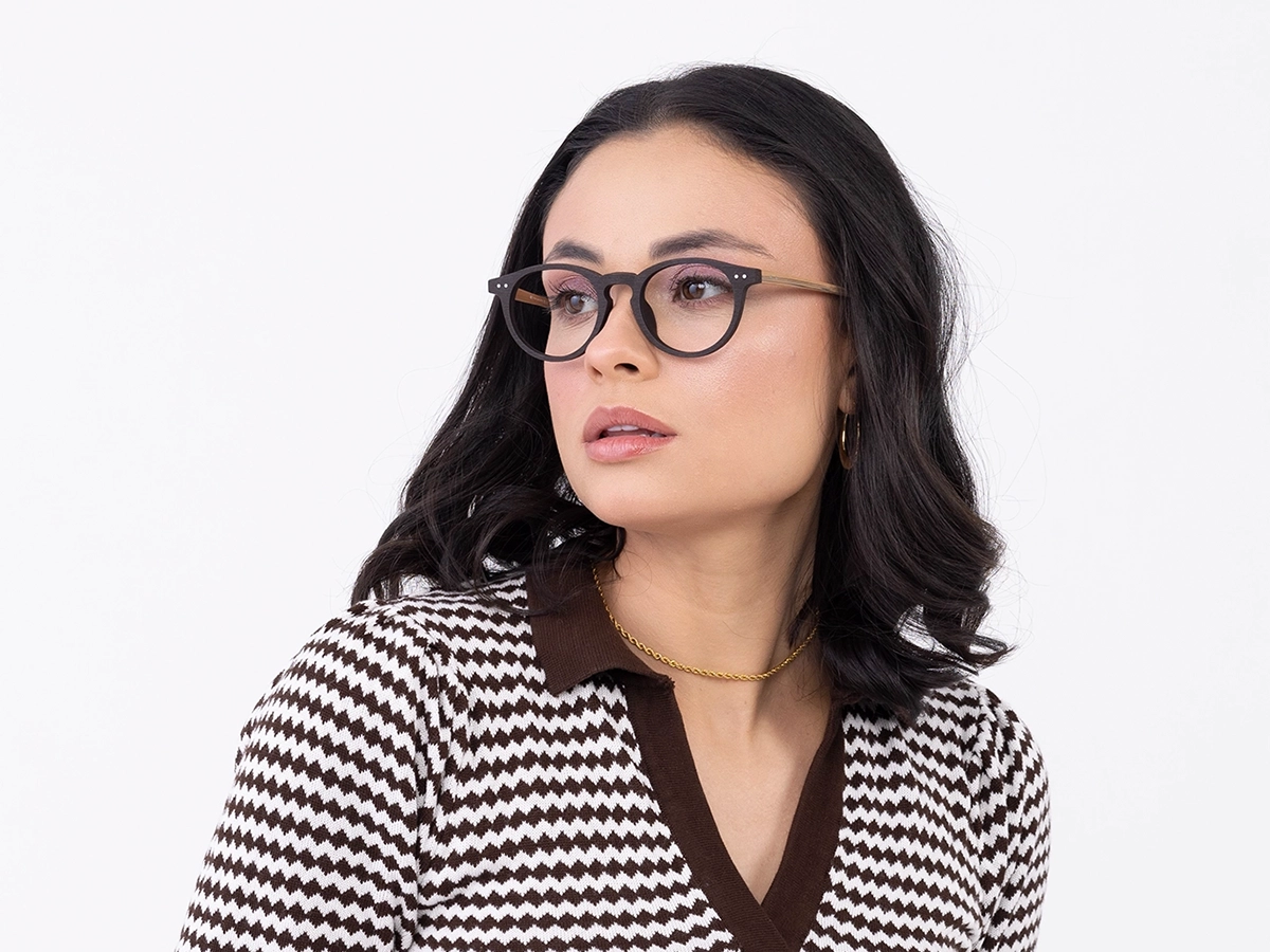 LINWOOD 62 - Oval Wooden Keyhole Bridge Glasses | Specscart