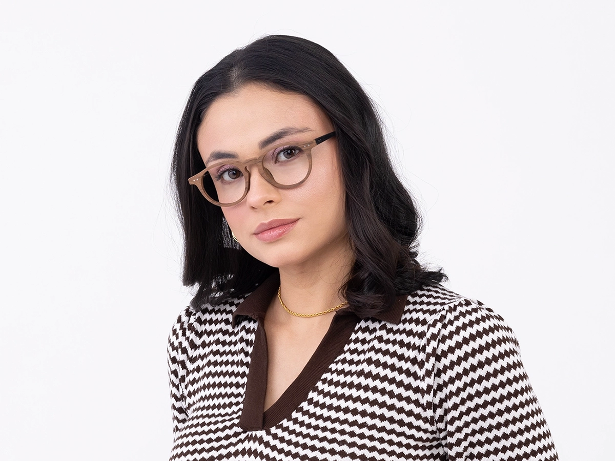 Natural Wood Oval Frame Eyeglasses 53