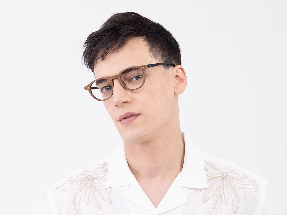 Natural Wood Oval Frame Eyeglasses 43