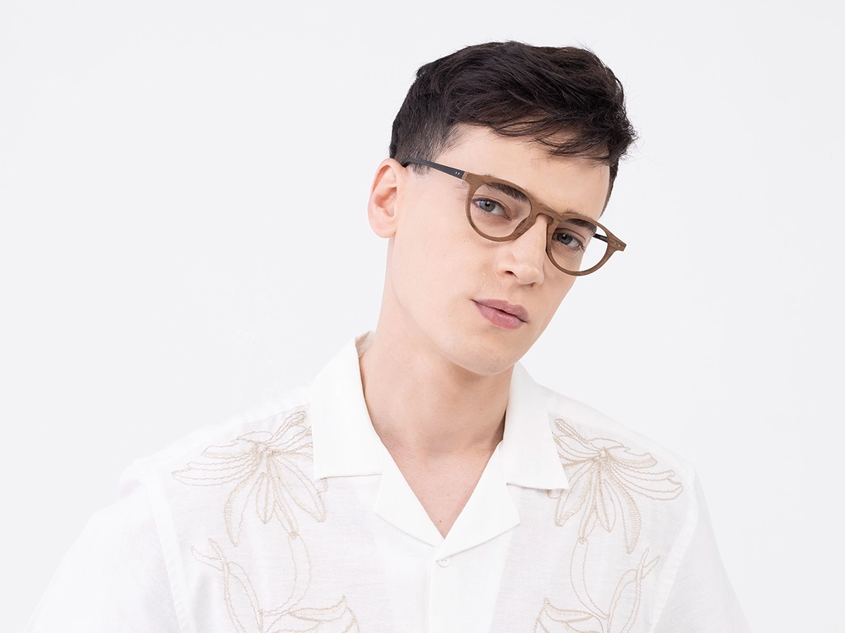 Natural Wood Oval Frame Eyeglasses 42