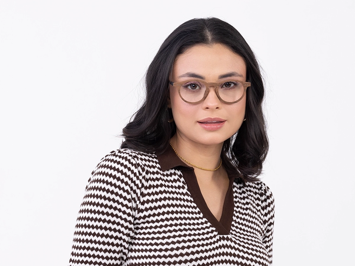 Natural Wood Oval Frame Eyeglasses 51