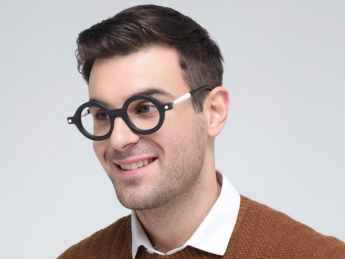 Matte Black Round Oval Glasses 43