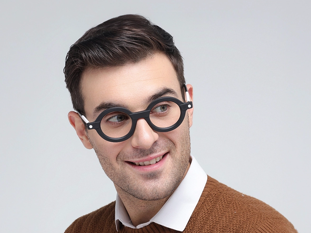 Matte Black Round Oval Glasses 42