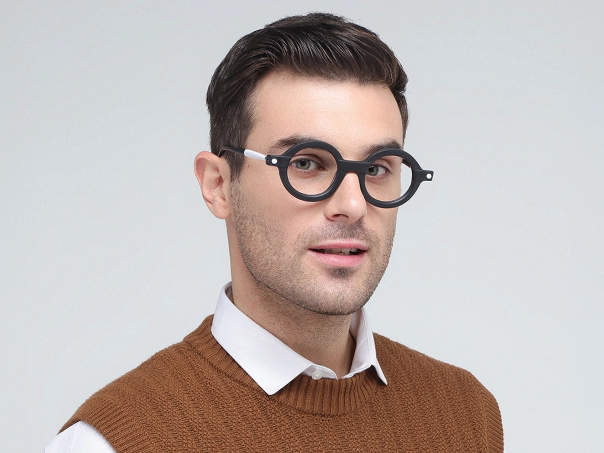Matte Black Round Oval Glasses 41