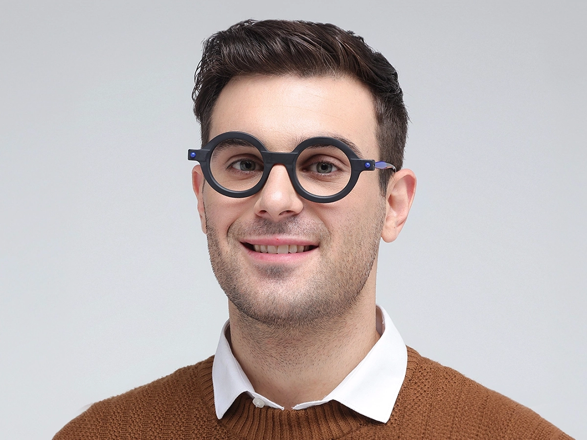 Matte Black Round Oval Eyeglasses 41