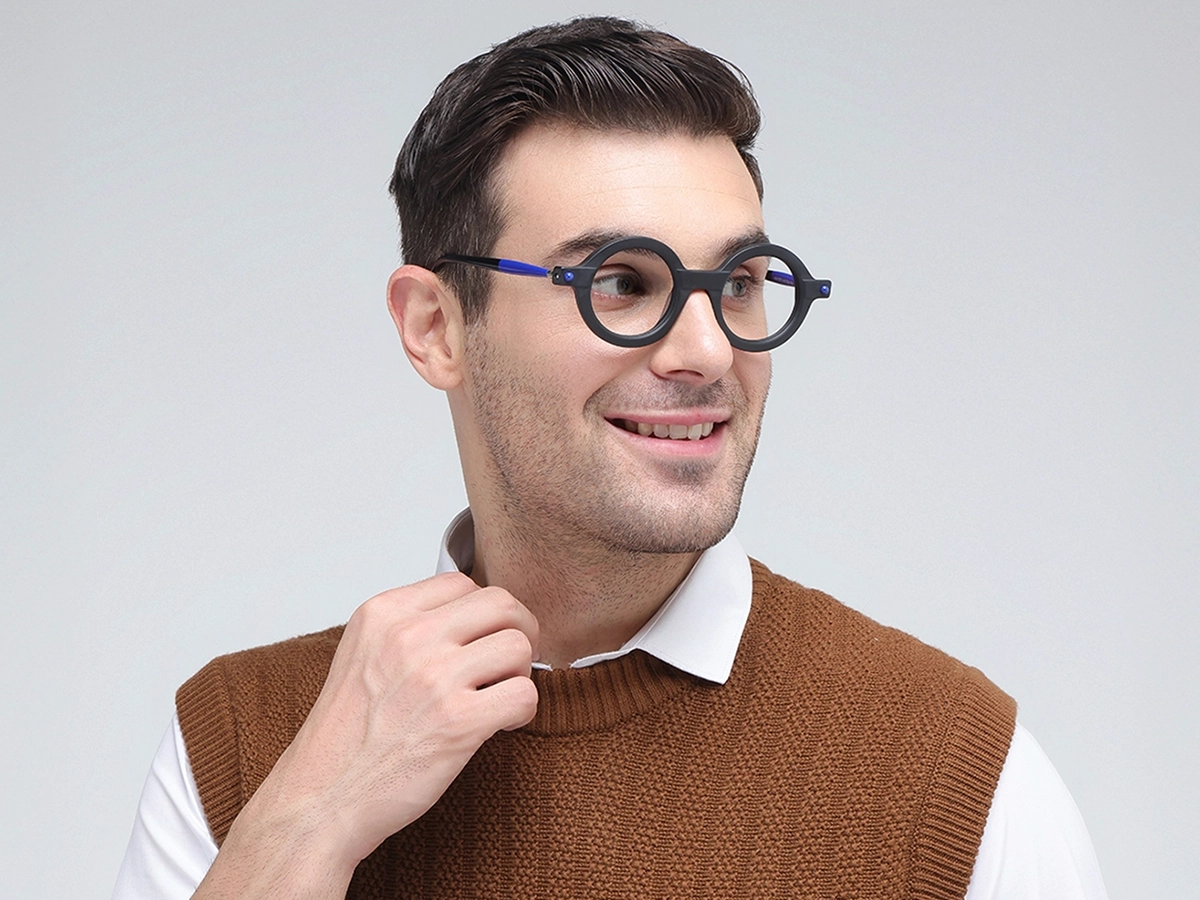 Matte Black Round Oval Eyeglasses 43