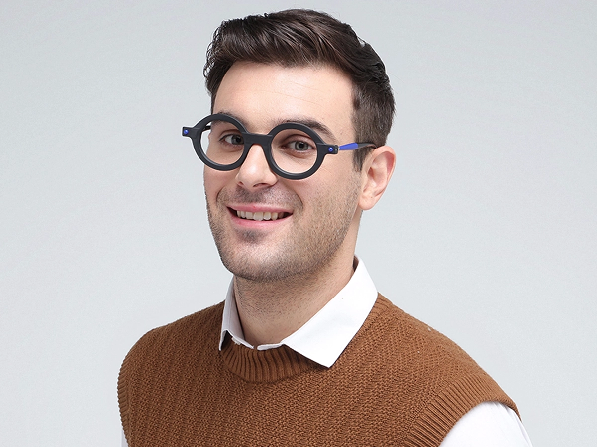 Matte Black Round Oval Eyeglasses 42