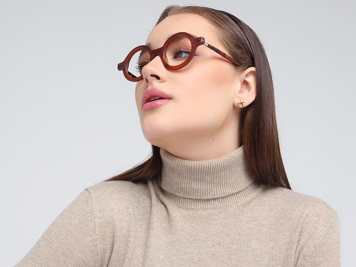 Chestnut Brown Round Oval Glasses 52