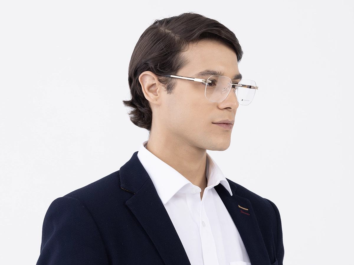 Gold & Tortoise Rimless Square Eyeglasses 43