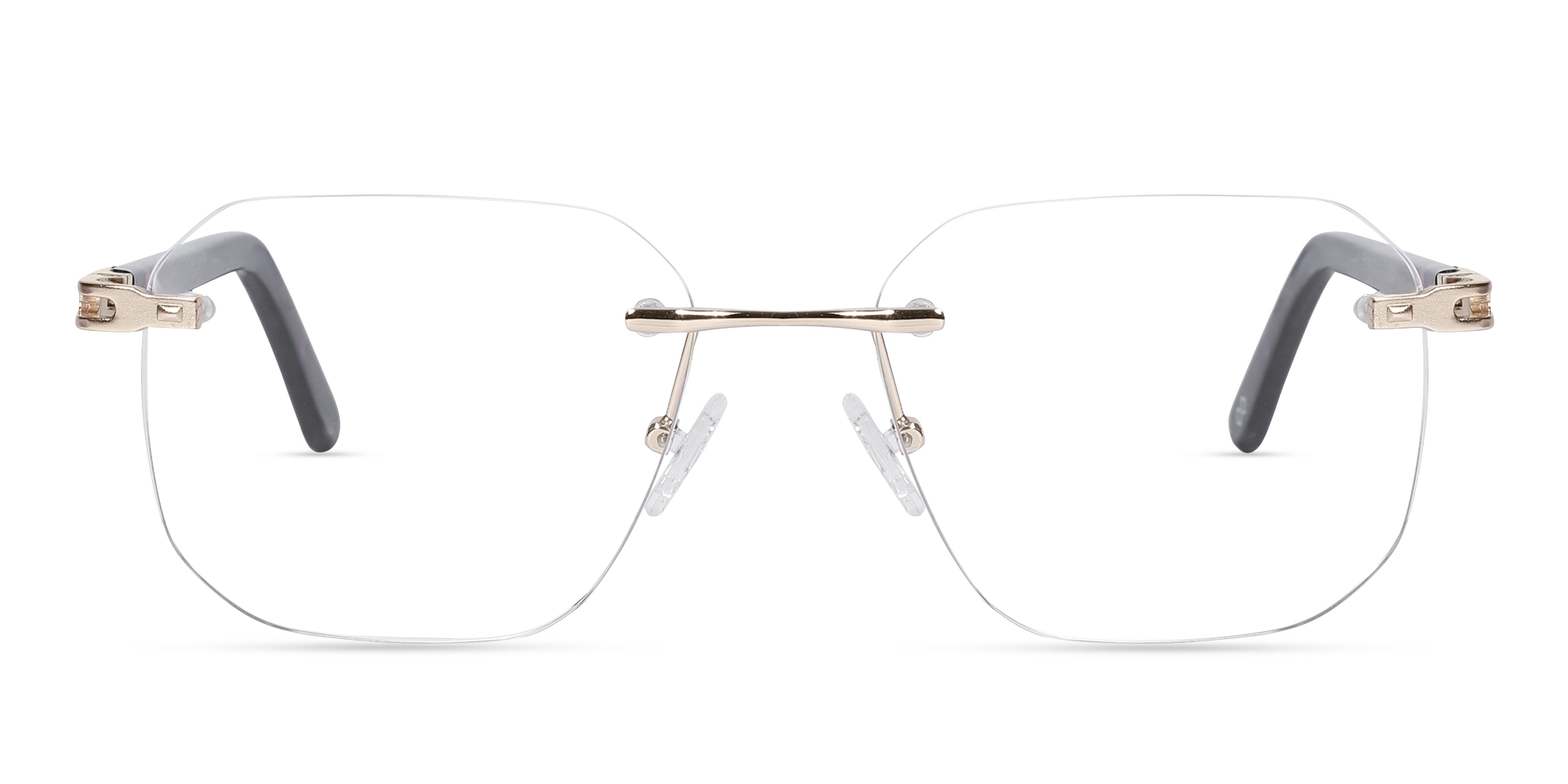 Gold & Tortoise Rimless Square Eyeglasses-1