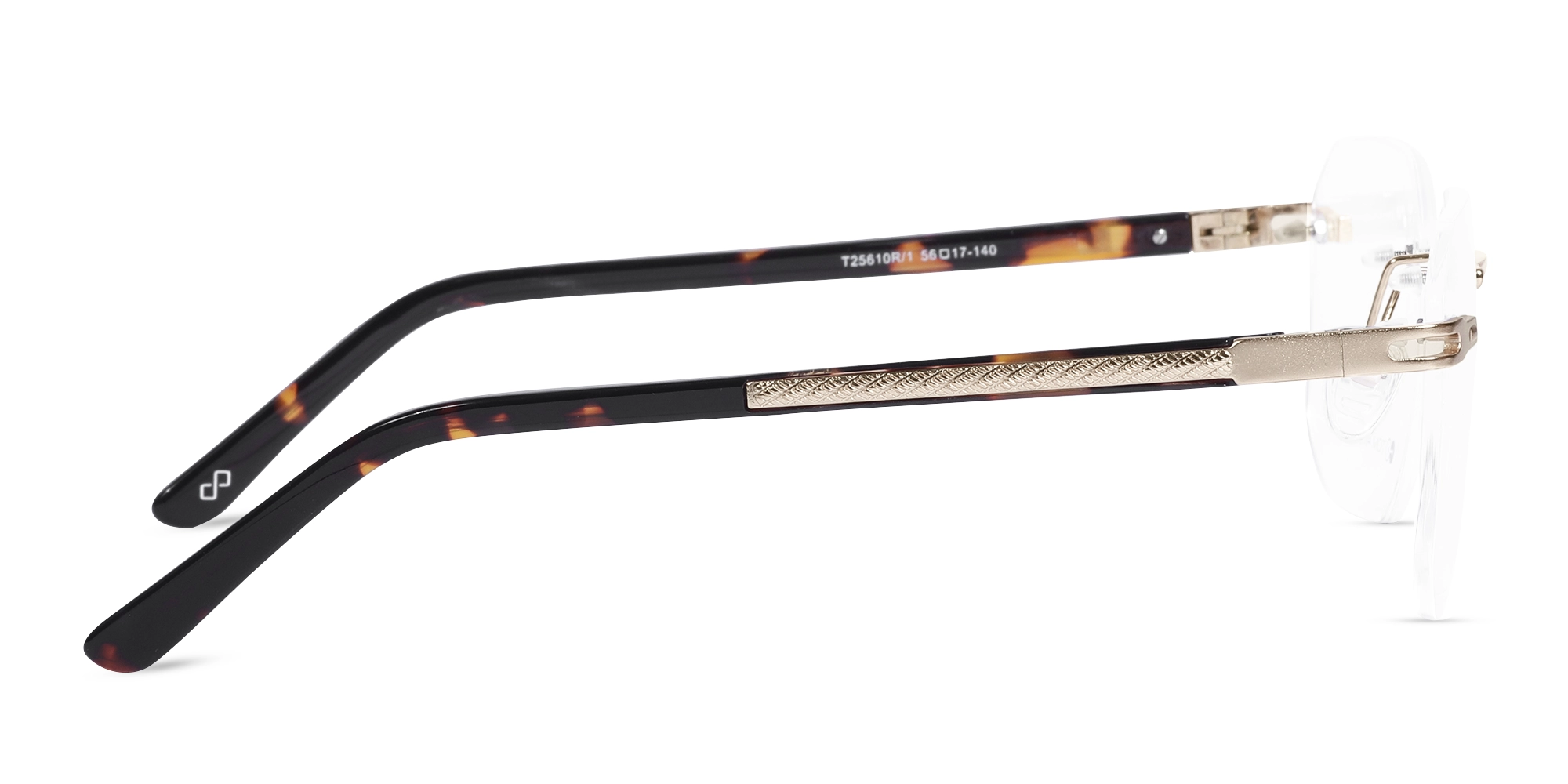 Gold & Tortoise Rimless Square Eyeglasses-4