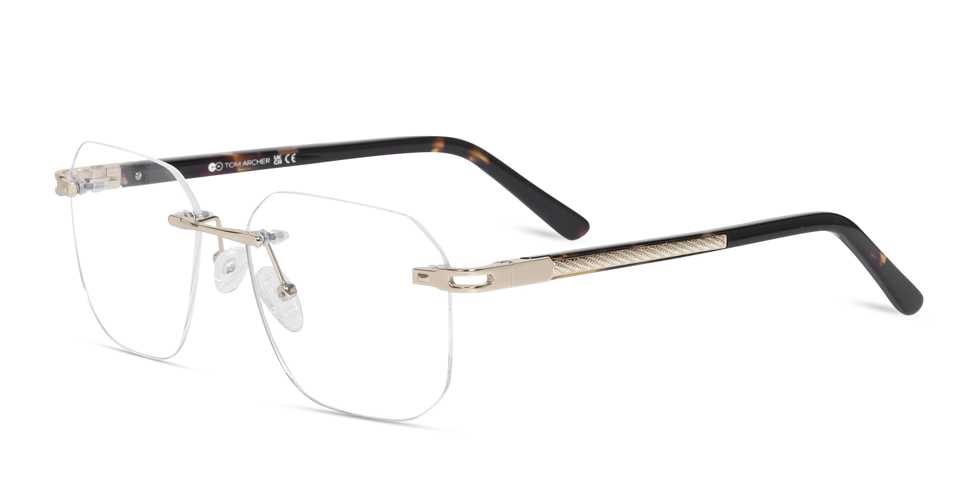 Gold & Tortoise Rimless Square Eyeglasses-2