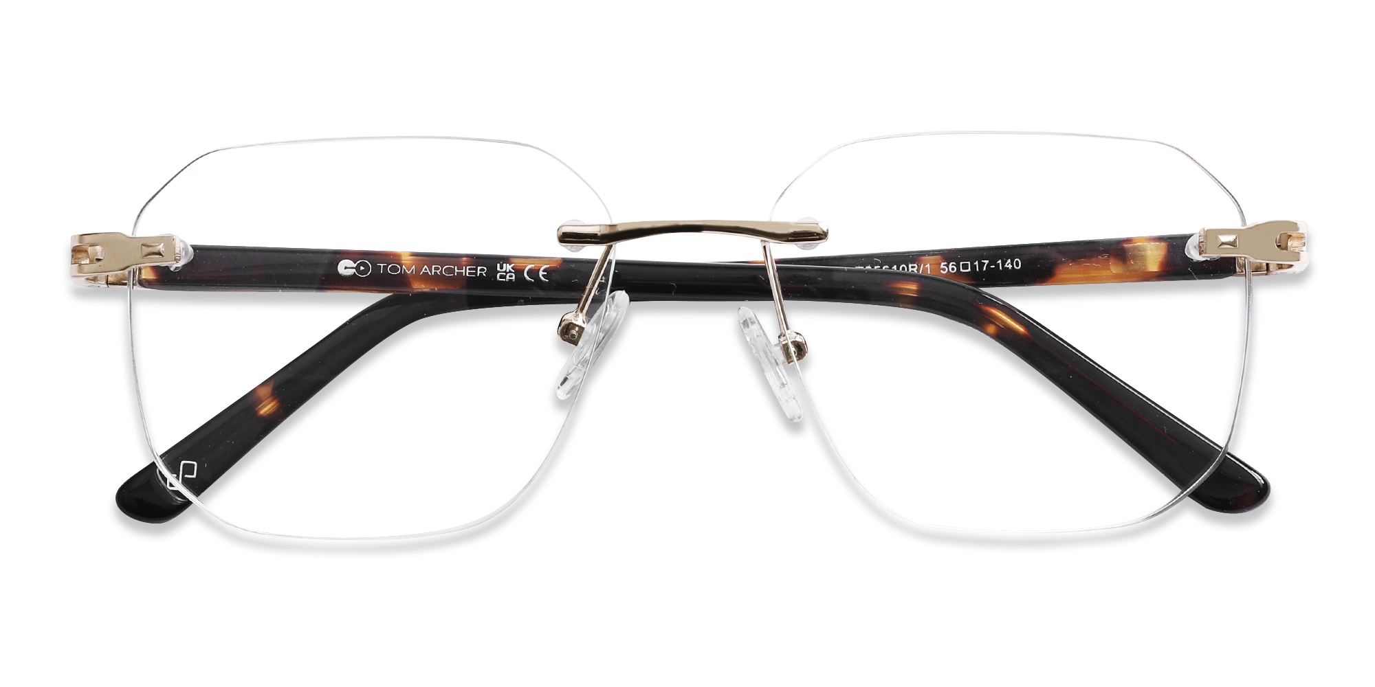 Gold & Tortoise Rimless Square Eyeglasses-6