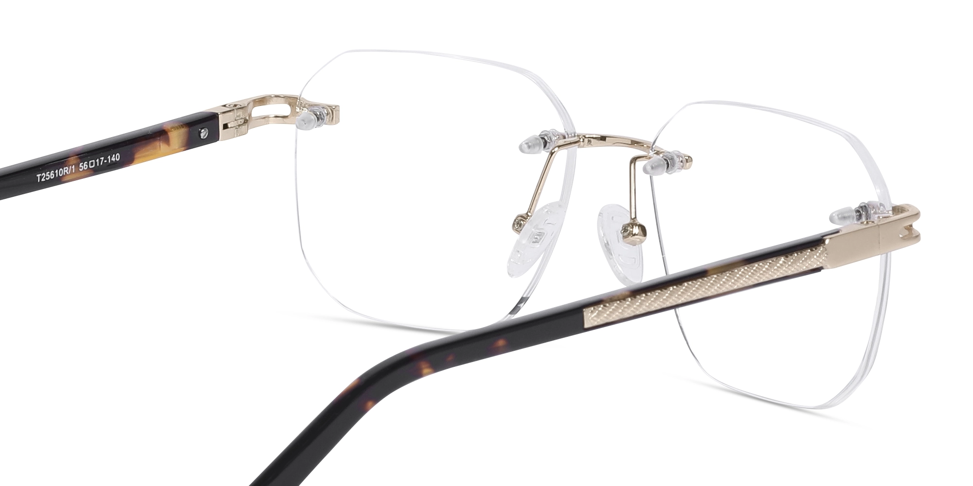 Gold & Tortoise Rimless Square Eyeglasses-5
